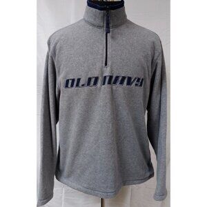 Vtg Old Navy Mens Large Grey 1/4 Zip Spellout Pullover Fleece Sweater Jacket